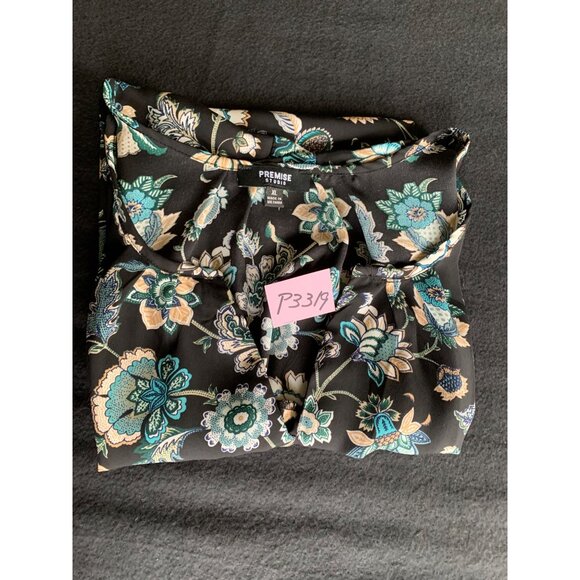 Premise Studio Womens Floral Short Sleeve Top Size XLarge Black Multicolor - Picture 11 of 11